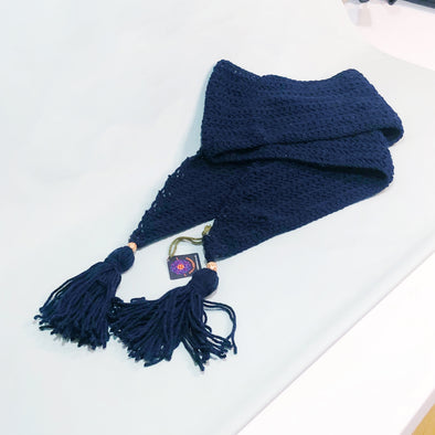 Dark navy tassle scarf